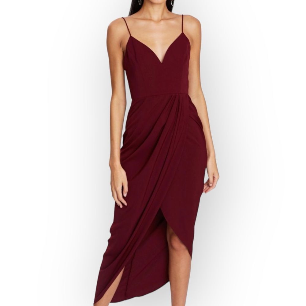 SHONA JOY NWT Core Cocktail Wrap Dress in Burgundy- size‎ 8- coquette cocktail